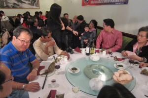 (From left) Mr Dominique and Mrs Karen Siew Tu and Mrs Anita Chong (right) pre-dinner